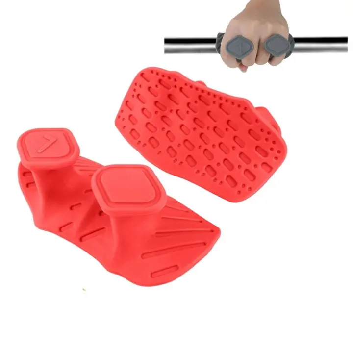 1 par de empuñaduras ergonómicas para levantamiento de pesas, guantes antideslizantes en forma de panal para entrenamiento, guantes de gimnasio, empuñaduras de palma de silicona gruesas - 1