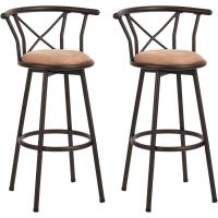 Silla de Cocina de Piel Sintética Giratorio 360° con Respaldar y Reposapiés Altura de 75,5cm - details 0