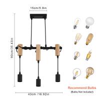 Goeco-Lámpara de Araña Industrial Retro, Lámpara Colgante de Metal Retro de 3 luces con cable base ajustable E27, para comedor - details 6