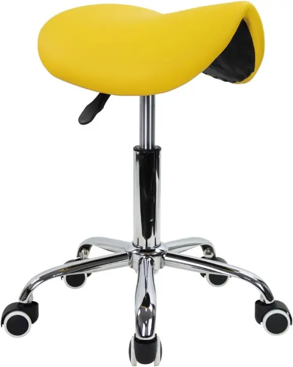 Ruedas Silla Trabajo Altura Ajustable Giratorio Taburete de Oficina con Asiento de Silla de Montar Negro - 1