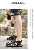 Sandalias de piel auténtica para hombre, zapatos informales para la playa, calzado deportivo antideslizante para exteriores, zapatos romanos de talla grande 38-48 - details 11