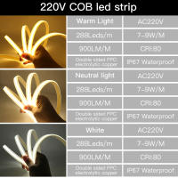Tira de luz LED COB 220V XUNATA con conector de energía EU 288LED/m luminosidad super brillante impermeable y flexible cobre litura lineal CRI 90 - details 2