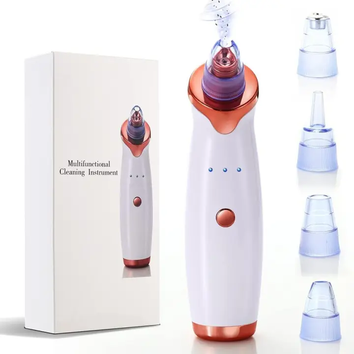 Removedor de puntos negros Kit de eliminación de aspiradora de poros Extractor eléctrico de comedones de acné recargable por USB con 5 sondas y limpiador de poros faciales con succión para mujeres y hombres - 1