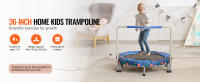 SucceBuy Trampolín para niños de 36 pulgadas, trampolín para interiores y exteriores de 3 pies, mini trampolín plegable con asa, trampolín de rebote - details 0