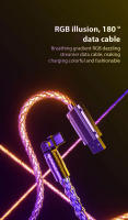 Cable de carga súper rápida RGB brillante con rotación de 180 °, Cable USB a tipo C, flujo MicroUSB, Streamer colorido, línea de datos de cargador, 6A, 120W - details 0