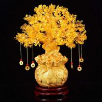 Bolsa de riqueza de cristal Natural de escritorio dorado, árbol de dinero tembloroso, adorno de regalo artesanal, Navidad, 1 ud. - details 4