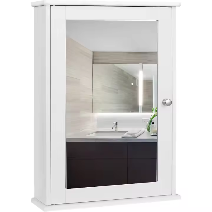 Mueble Espejo Mueble Pared baño Espejo Estante Mueble Joyero Mara 42 x 58,5 x 12 cm Blanco - 1