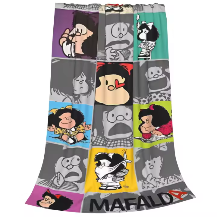 Manta de franela de dibujos animados de Mafalda, manta de anime para cama, colcha de dormitorio muy cálidas al aire libre - 1