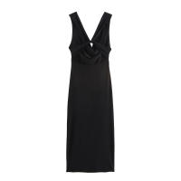 Vestido decorativo con lazo cuello redondo sin mangas estilo chino para mujer - details 1