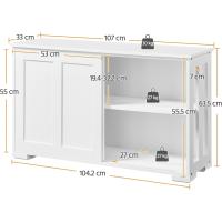 Aparador Buffet Cocina Aparador para Salon con Puerta Corredera Vitrinas de Estrecho para Salón Sala de Estar 106x33x63cm Blanco - details 2