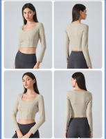 SHINBENE-Camiseta ajustada para todos los días para mujer, Tops básicos con cuello redondo, Top corto de manga larga, camiseta ajustada - details 4