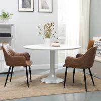 Silla de Comedor con Brazo Tapizada de PU con Estilo Vintage Capacidad de Carga de 110kg - details 7