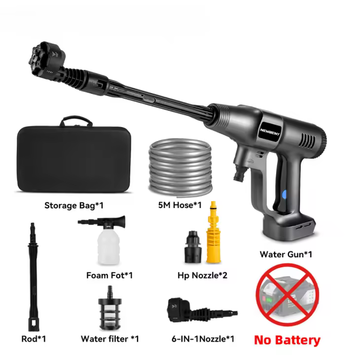 Limpiador Eléctrico de Alta Presión sin Escobillas NEWBENY 200Bar Herramienta de Limpieza de Coche y Jardín para Batería Makita 18V Velocidad No Carga 4100RPM - 1