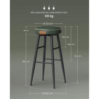 Juego de 2 Taburetes de Bar Taburetes de Cocina, Taburetes de Desayuno, Cuero Sintético con Costuras 76,2 cm de Alto, Silla Comedor, Fácil Montaje, Negro - details 12