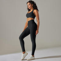 Conjunto de Yoga para Mujeres Ropa Deportiva de Alta Cintura, Top de Deportiva de Punto, Leggings, Bra Conjunto de Gimnasio - details 5