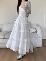 Falda Larga de Pastel Hueco Blanco Cintura Alta MIDI, Borduras con Fragmentos de Ballet, Estilo de Primavera para Damas - details 0
