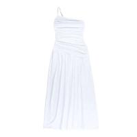 Verano 2024 Nuevo vestido largo ajustado con pliegues en los hombros y vestidos con dobladillo abierto en A para mujer - details 27