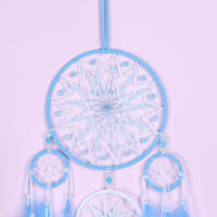 Colgante atrapasueños de cinco anillos de la suerte, decoración del hogar, superventas, campanas de viento decorativas creativas de plumas naturales - details 1