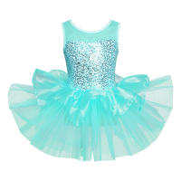 Vestido de baile de Ballet para niñas, sin mangas, lentejuelas brillantes, leotardo de malla, tutú, Ropa de baile, gimnasia, patinaje, disfraz de escenario actuación - details 40
