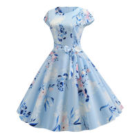 Women summer vintage 1950s 60s big swing party polka dot dress - details 24