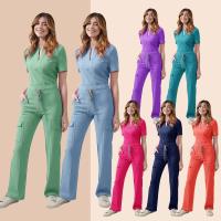 Uniforme médico para mujer, conjunto exfoliante de enfermera, Top con bolsillo y pantalones, traje de 2 piezas, ropa para quirófano de enfermería, Ropa de Trabajo para salón de belleza - details 3