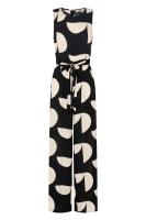 Mono con pernera ancha y cintura estampada para mujer, cuello redondo, estilo moderno, novedad de verano 2025 - details 6
