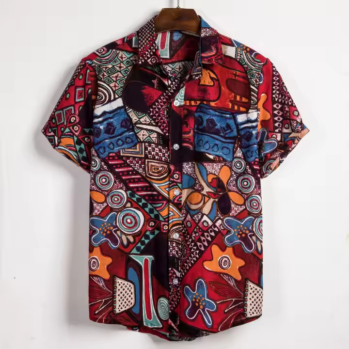 Camisa de manga corta para hombre, camisa de talla grande, estilo europeo, novedad de verano, 2020 - 1