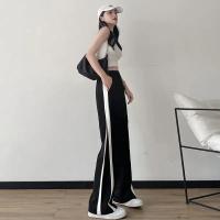 Pantalones de Pierna Ancha y Cintura Alta a Rayas de Verano Prenda Casual para Mujeres - details 10