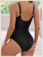2024 ropa de playa lisa de una sola pieza plisada para mujer, nadadores, traje de baño para nadar, verano - details 3