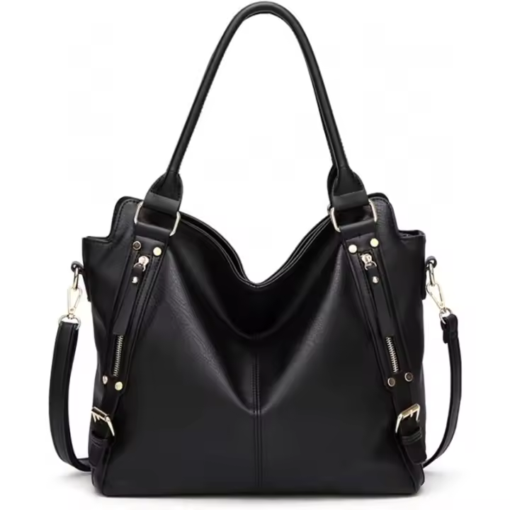 Bolso Cruzado Retro de Gran Capacidad Bolso Hobo de Cuero PU para Mujeres con Correa Ajustable - 1
