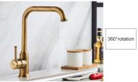 ELLEN grifo de bronce antiguo mezclador de agua fría y caliente grúa montada en cubierta grifo de fregadero de cocina de un solo orificio rotación 360 EL908 - details 5