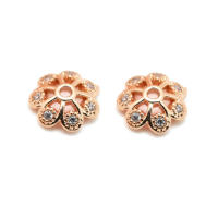 20 piezas de latón y circonita de Color dorado de 18K, tapas de cuentas de flores, suministros de joyería Diy de alta calidad, accesorios para collares y pendientes - details 0