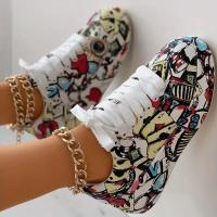Zapatillas de deporte para mujer, zapatillas de deporte de suela gruesa aumentadas para mujer, nuevos zapatos blancos con grafiti pintados a mano para mujer, zapatos informales para exteriores de talla grande - details 11