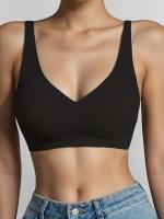 Sujetador sin aros sólido sin costuras, sujetador íntimo cómodo y transpirable, lencería y ropa interior para mujer - details 7