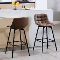 Silla de Cocina Alta con Resalto Paquete de 2 Marco de Metal Asiento de Cuero Sintético - details 4