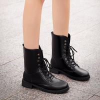 Botas Martin para mujer, botines de talla grande, punta redonda, tacón grueso, cordones, informales, media pantorrilla, Otoño e Invierno - details 7
