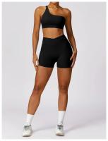 Pantalones cortos de Yoga de cintura alta para mujer, mallas cortas de realce de barriga para Fitness, gimnasio, correr - details 30