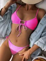 Bikini brasileño liso para mujer, conjunto sexy de 2 piezas con cintura Ba, traje de baño de playa, ropa de playa 2024 - details 11