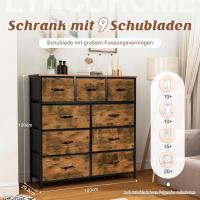 Cómoda con 9 cajones de tela, cómoda de dormitorio, mueble de almacenamiento, muebles de dormitorio, cómoda de 9 cajones, cómoda para cocina, oficina, pasillo, estilo rústico - details 35