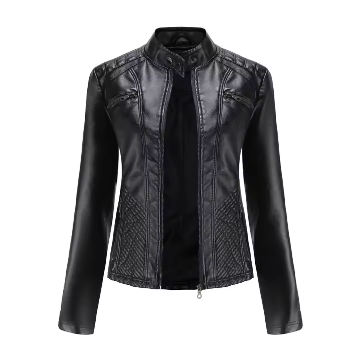 Chaqueta de cuero de imitación para mujer, abrigo de motociclista de moda, ropa de primavera y otoño - 1