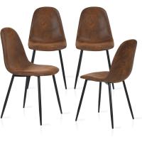 Juego de 4 Sillas de Comedor Vintage Retro Tapizadas en Gamuza con Patas Metálicas para Cocina/Salón - details 0