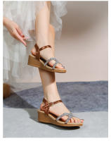 Nuevas sandalias de moda con diamantes de imitación, versión coreana, plataforma y tacón de cuña para mujer - details 18