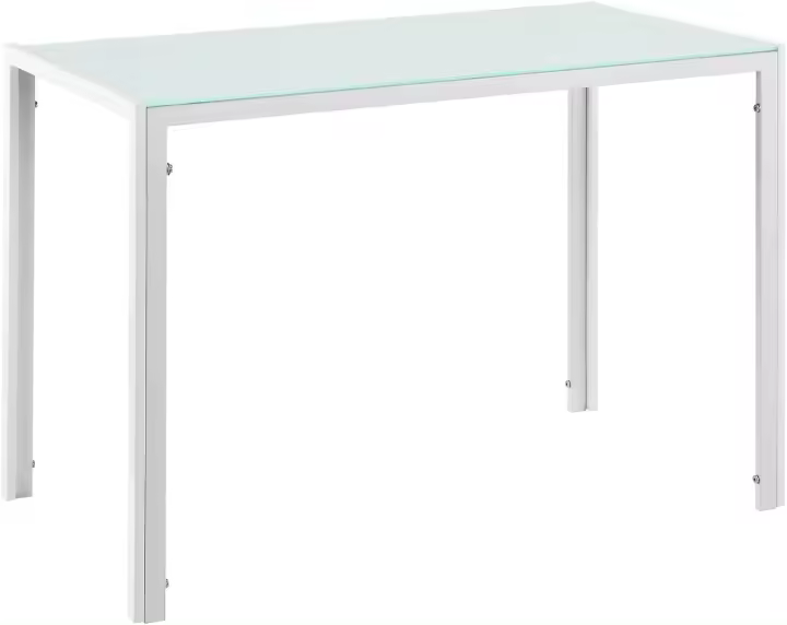 Elegante mesa de comedor con encimera de cristal 105cm x 60cm x 75cm blanco - 1