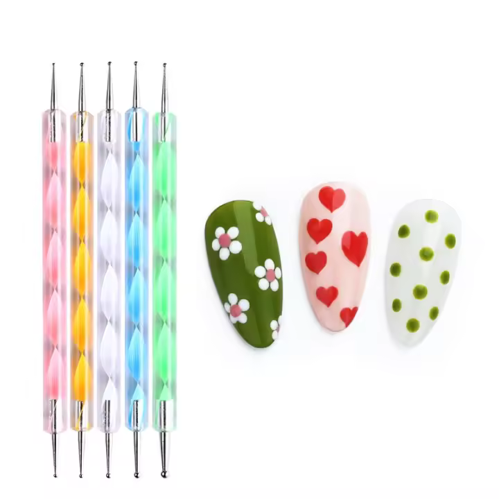 Juego de Herramientas de manicura profesional, set de 5 piezas para pintura de uñas en Gel, con diamantes de imitación de cristal, 2 formas - 1