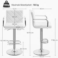 Juego de 2 Taburetes de Bar Altura Ajustable 92-113,5cm Sillas de Bar Asientos Giratorios Diseño Moderno Taburetes Altos Negro - details 19