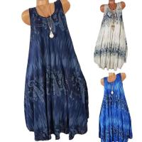 Vestido sin mangas holgado de verano para mujer, sin mangas, con cuello redondo y encaje estampado ral elegante - details 0