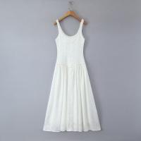 Nueva ropa de mujer europeo y americano diseño francés lado dividido delgado perla decorativa vestido largo - details 6