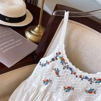 Jyccr Bohemian ral bordado corto sin mangas para mujer verano dulce crochet correa de espagueti vestido de vacaciones - details 7