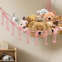Hamaca de almacenamiento de animales de peluche, red de gran capacidad, macramé bohemio, decoración del dormitorio de los niños, redes organizadoras de juguetes colgantes de esquina - details 1