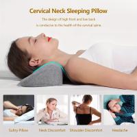 1pc Almohada cervical ergonómica - Refuerzo de espuma de memoria para alivio de cuello rígido, tejido ligero, lavable a mano, tejido llano, 30 hilos, tejido no textil, sin impresión - Soporte de cuello definitivo para comodidad al dormir y alineación de - details 0